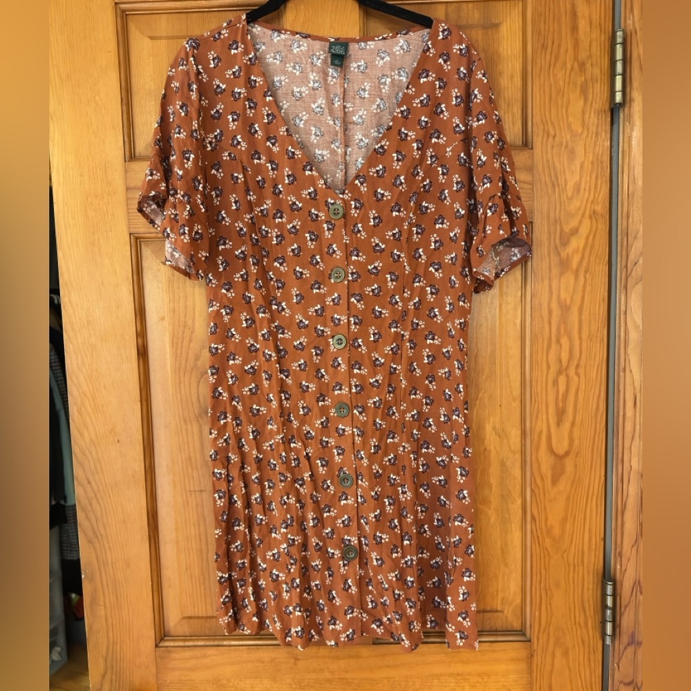 Wild Fable Rust Floral Fall Mini Dress